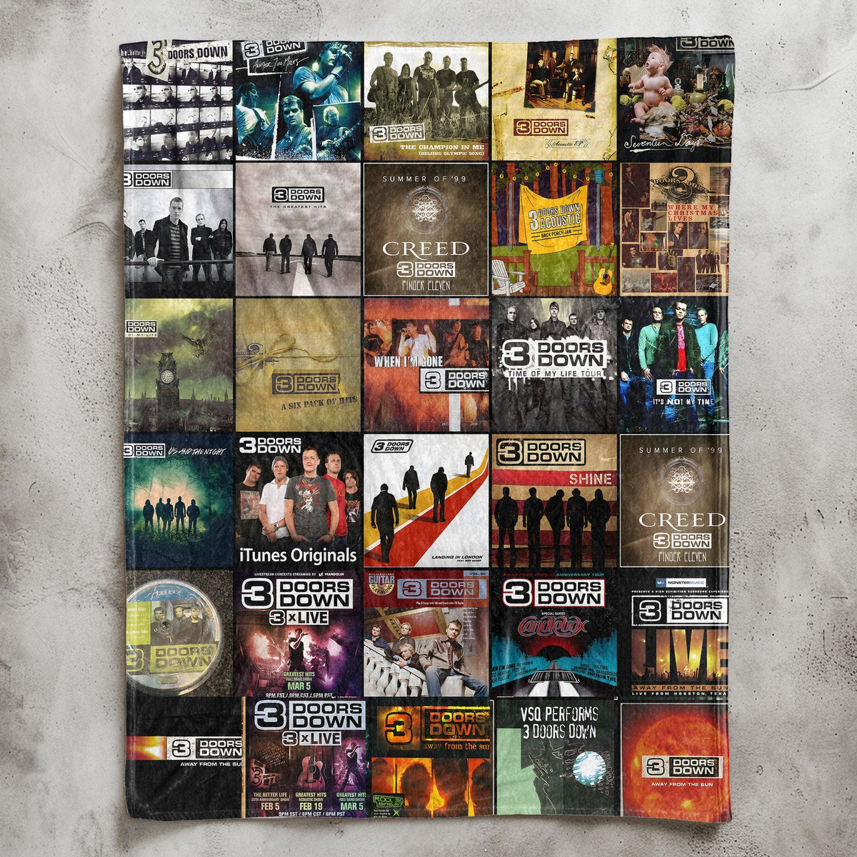 3 Doors Down Album Covers Collage Sherpa Blanket – Classic Gift for Rock Fans