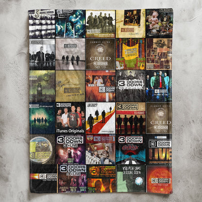 3 Doors Down Album Covers Collage Sherpa Blanket – Classic Gift for Rock Fans