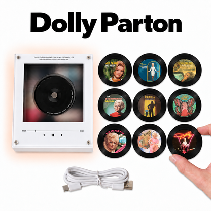 Dolly Parton MagTune Magnetic Music Player, Country Fan Gift,Mini Vinyl Album Magnet, Country Music Collectible