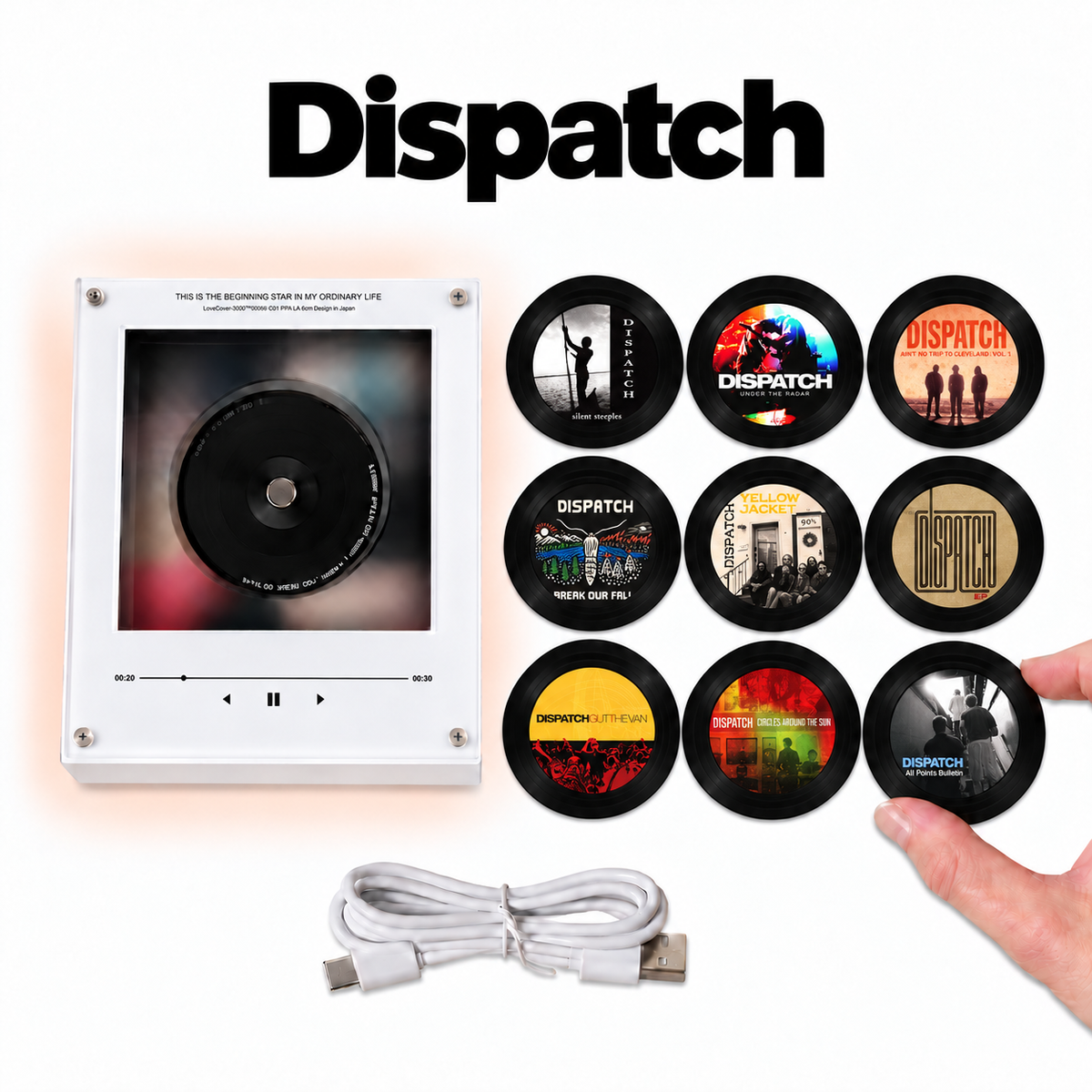 Dispatch MagTune Mini CD Player Light Box - Album Art Disc Night Light & Music Decor Display, USB Backlit Indie Rock Collector Fan Gift