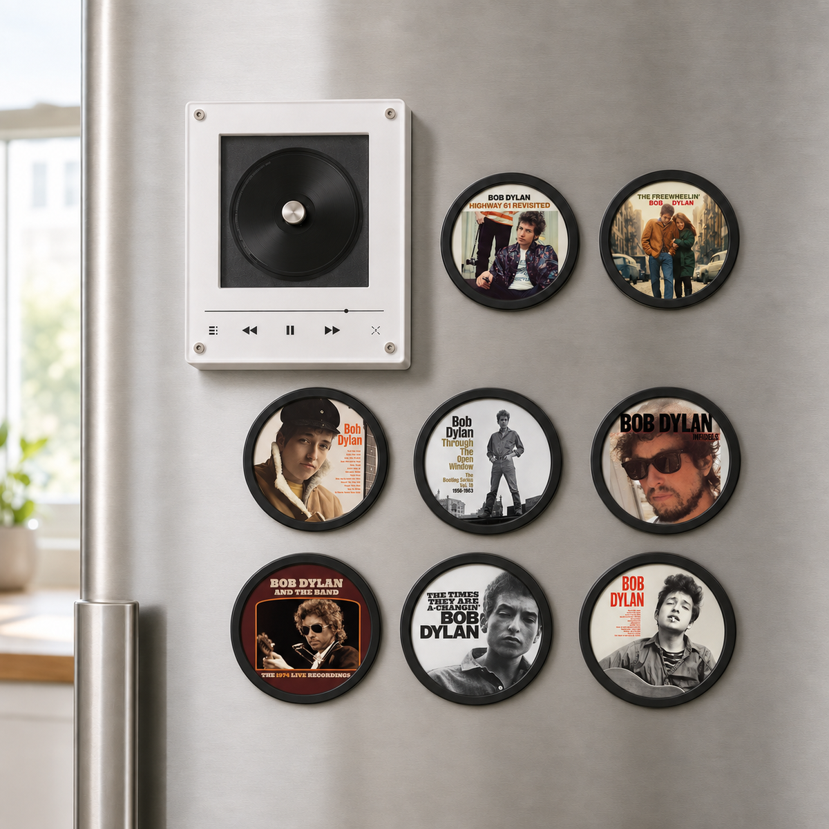 Bob Dylan MagTune, Magnetic Music Player Set, Album Art Music Magnet, Bob Dylan Fan Gift, Folk Rock Collectible