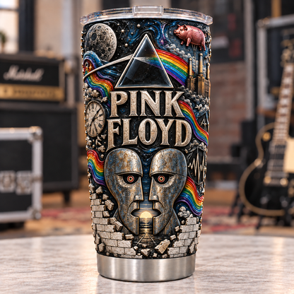 Pink Floyd 3D Printed Tumbler - 20oz Stainless Steel Insulated Travel Coffee Mug with Lid - Progressive Rock Band Music Merchandise Gift