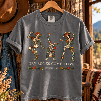 Dry Bones Come Alive Ezekiel 37 T-Shirt, Christian Skeleton Shirt, Bible Verse Faith Tee, Floral Skeleton Christian Gift, Vintage Gospel Shirt
