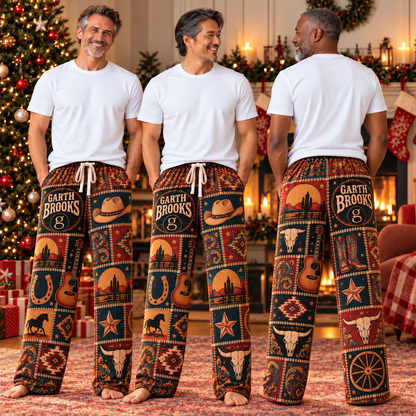 Garth Brooks Pajama Pants - Patchwork Country Music Art  Sleepwear | Comfortable Fan Lounge Pants
