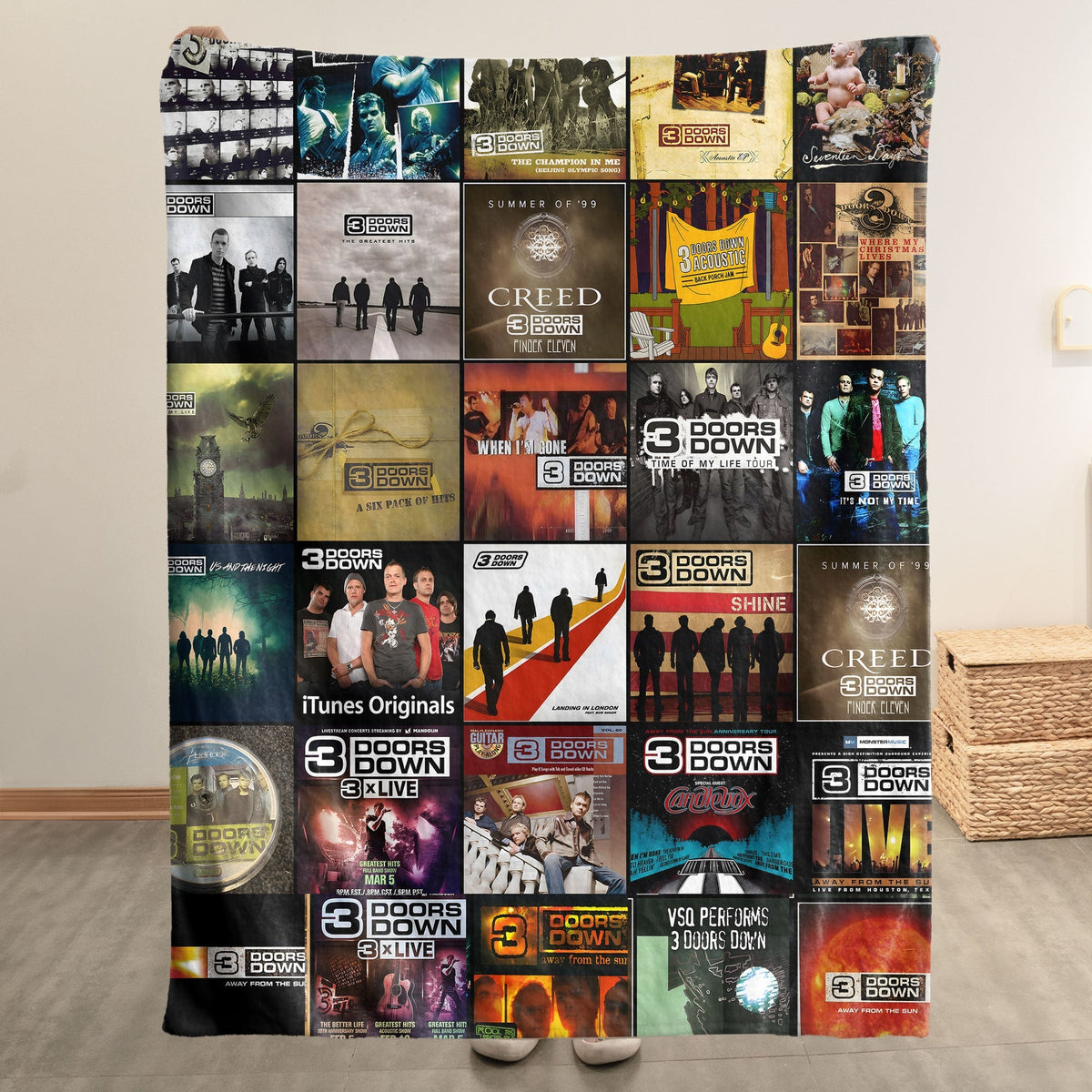 3 Doors Down Album Covers Collage Sherpa Blanket – Classic Gift for Rock Fans