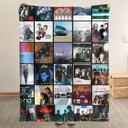 A-ha Album Covers Collage Sherpa Blanket – Iconic Throw Sherpa for Synth-Pop Fans