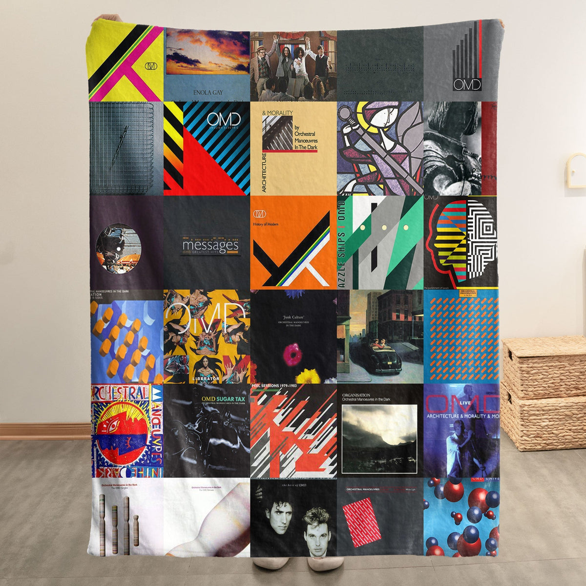 OMD Album Covers Collage Sherpa Blanket – Iconic Throw Sherpa for Synth-Pop & New Wave Fans
