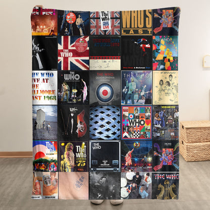 The Who Album Covers Collage Sherpa Blanket – 60s 70s British Rock Legend Throw Blanket