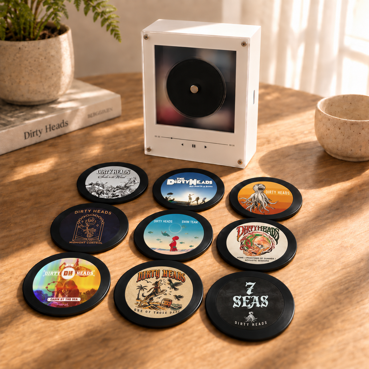 Dirty Heads MagTune Mini CD Player Light Box - Album Art Disc Night Light & Music Decor Display, USB Backlit Reggae Rock Collector Fan Gift