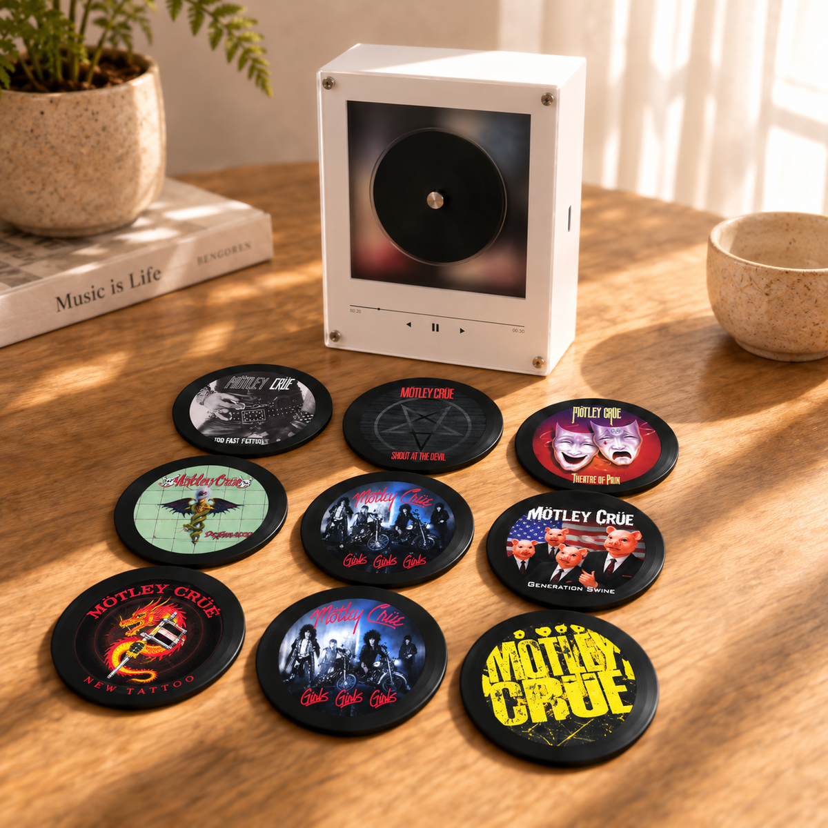 Mötley Crüe MagTune Mini CD Player Light - Premium Glam Metal Merchandise, Shout at the Devil Album Art LED Night Light Gift