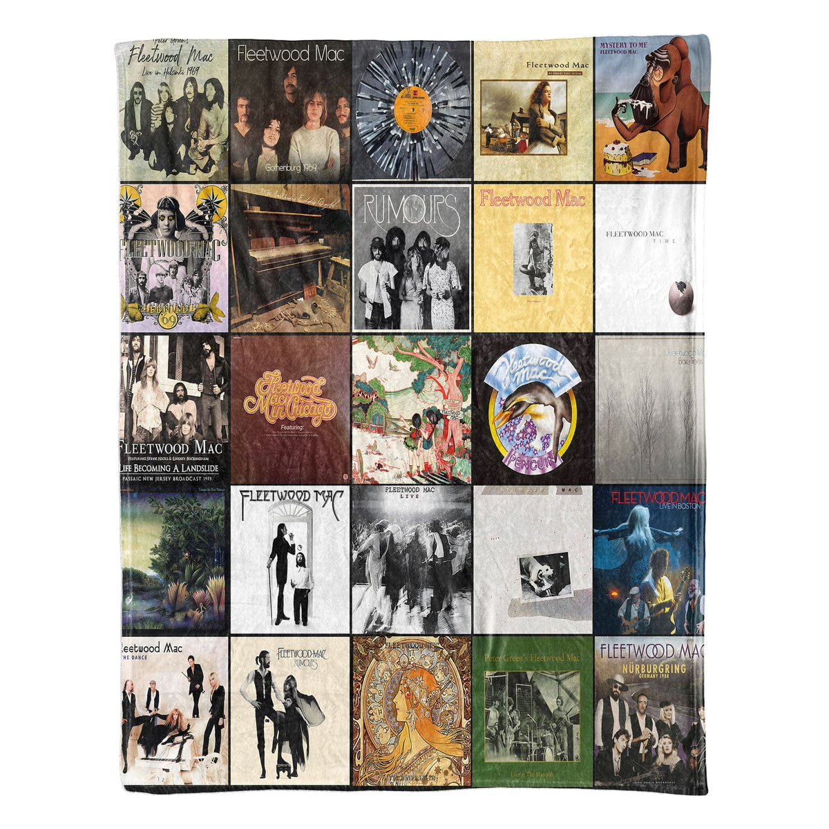 Fleetwood Mac Album Covers Collage Sherpa Blanket – 70s Classic Rock Legend Throw Blanket Fan Gift