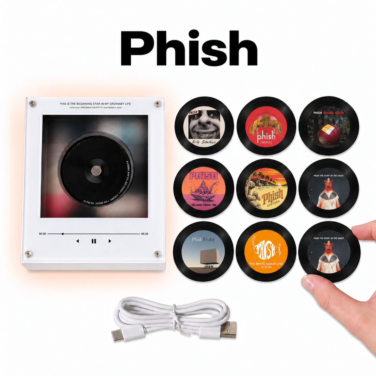 Phish MagTune, Magnetic Music Player Set, Mini Vinyl Album Magnets, Jam Band Fan Gift, Phish Music Collectible