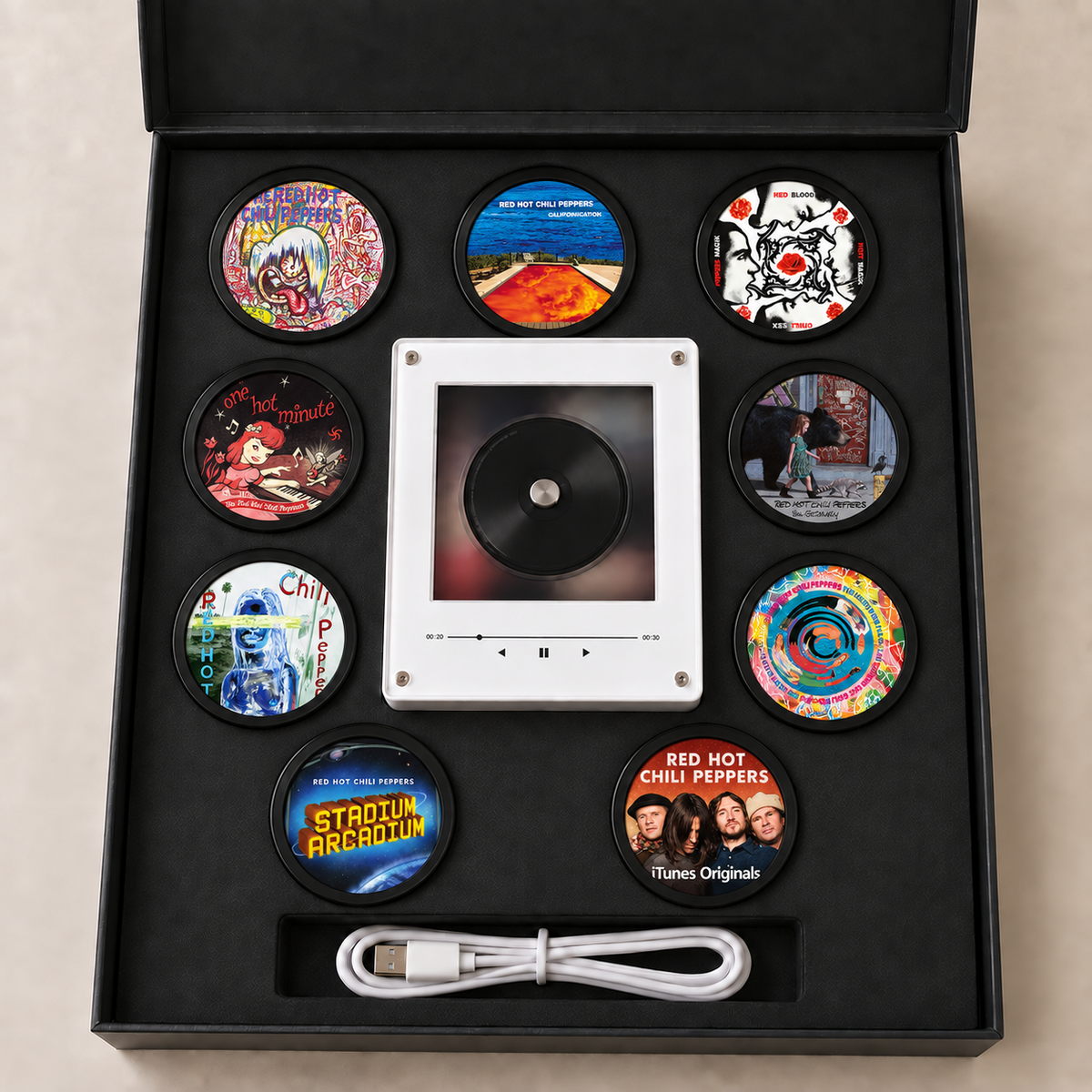 Red Hot Chili Peppers MagTune Album Cover Mini Player Display – Rock Fan Gift, RHCP Vinyl Record Album Display"