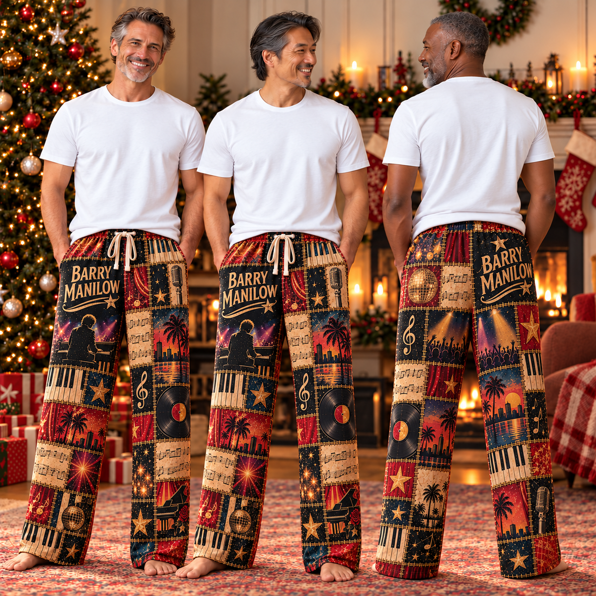 Barry Manilow Pajama Pants - Patchwork Music Art Sleepwear | Comfortable Fan Lounge Pants