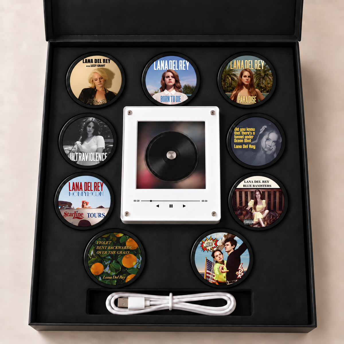 Lana Del Rey MagTune Mini CD Player Light - Premium Indie Pop Merchandise, Born to Die Album Art LED Night Light Tabletop Gift