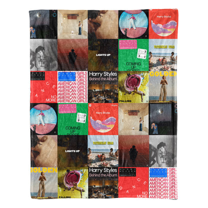 Harry Styles Album Covers Sherpa Blanket - Retro Discography Artwork Collage Quilt - Perfect Holiday Gift for Pop Music Fans