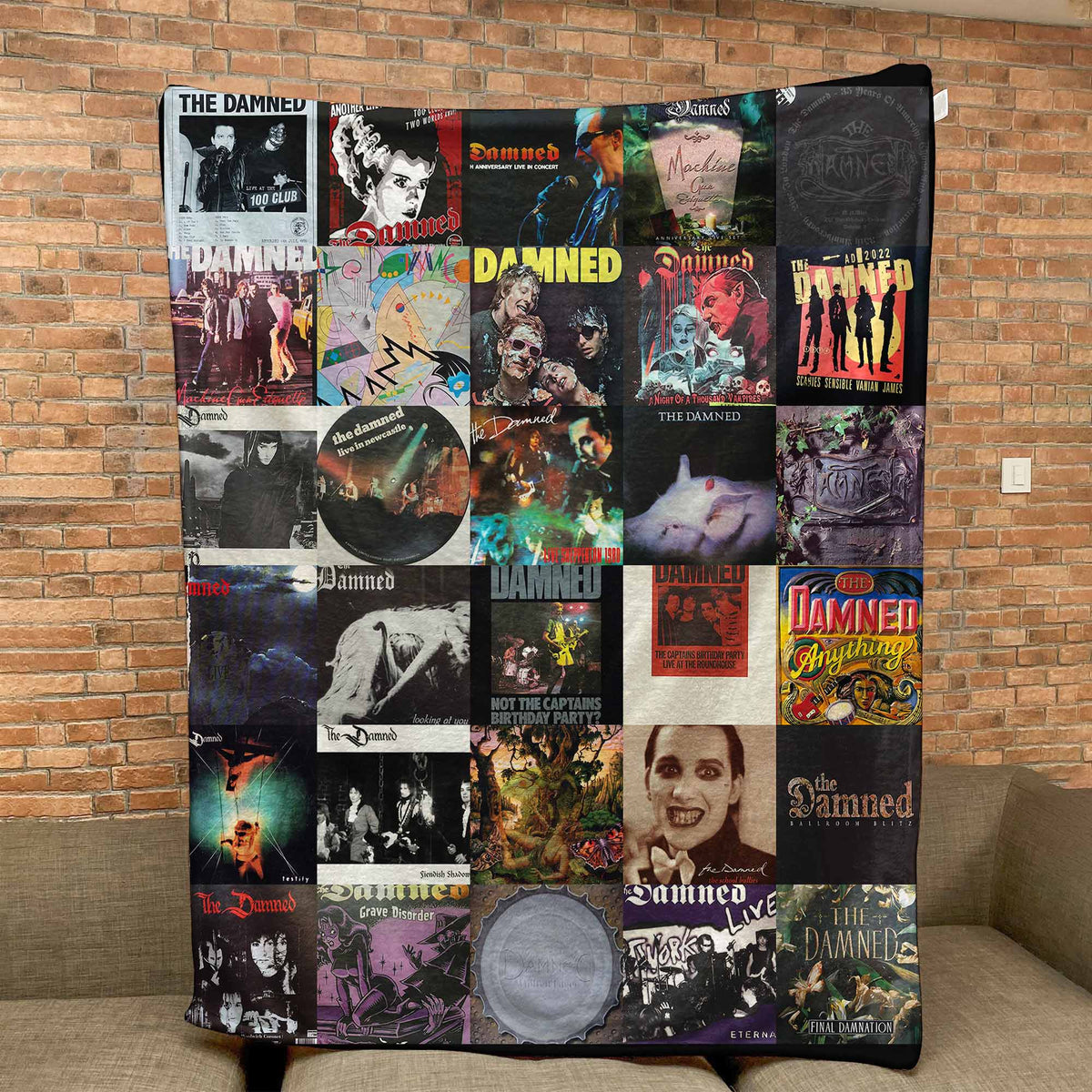 The Damned Album Covers Collage Sherpa Blanket  – Iconic Throw Sherpa for Punk & Goth Rock Fans