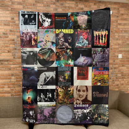 The Damned Album Covers Collage Sherpa Blanket  – Iconic Throw Sherpa for Punk & Goth Rock Fans