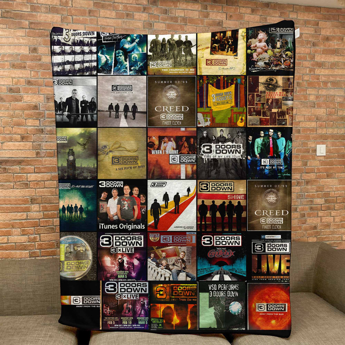3 Doors Down Album Covers Collage Sherpa Blanket – Classic Gift for Rock Fans