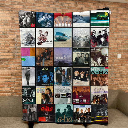 A-ha Album Covers Collage Sherpa Blanket – Iconic Throw Sherpa for Synth-Pop Fans