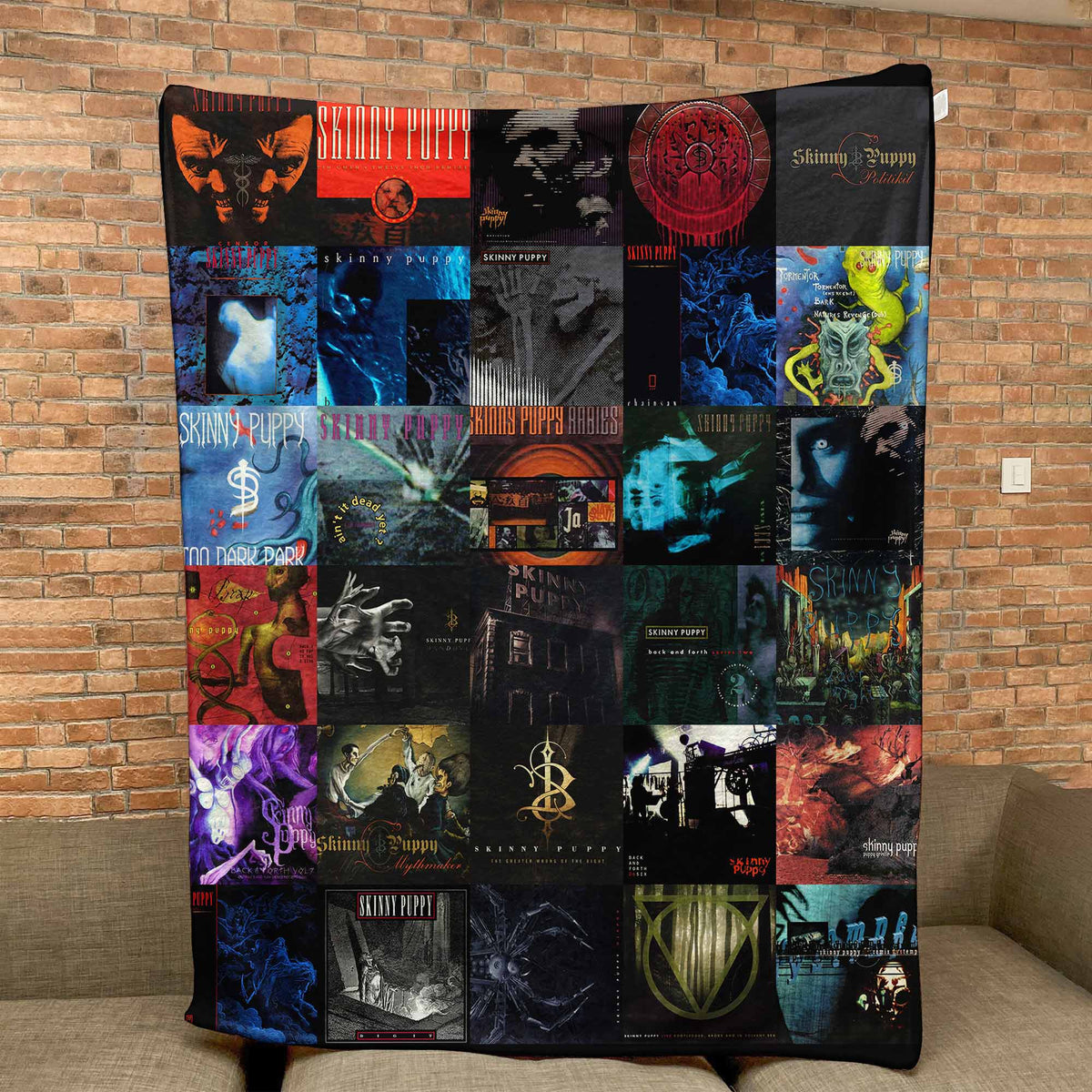 Skinny Puppy Album Covers Collage Sherpa Blanket – Iconic Throw Sherpa for Industrial Music Fans