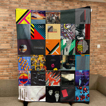 OMD Album Covers Collage Sherpa Blanket – Iconic Throw Sherpa for Synth-Pop & New Wave Fans