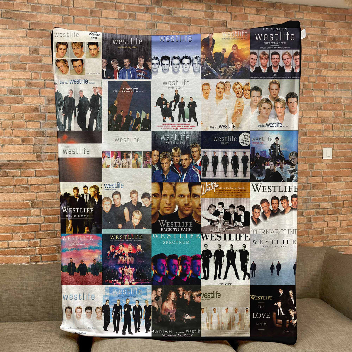 Westlife Album Covers Collage Sherpa Blanket  – Iconic Throw Sherpa for Pop Ballad Lovers