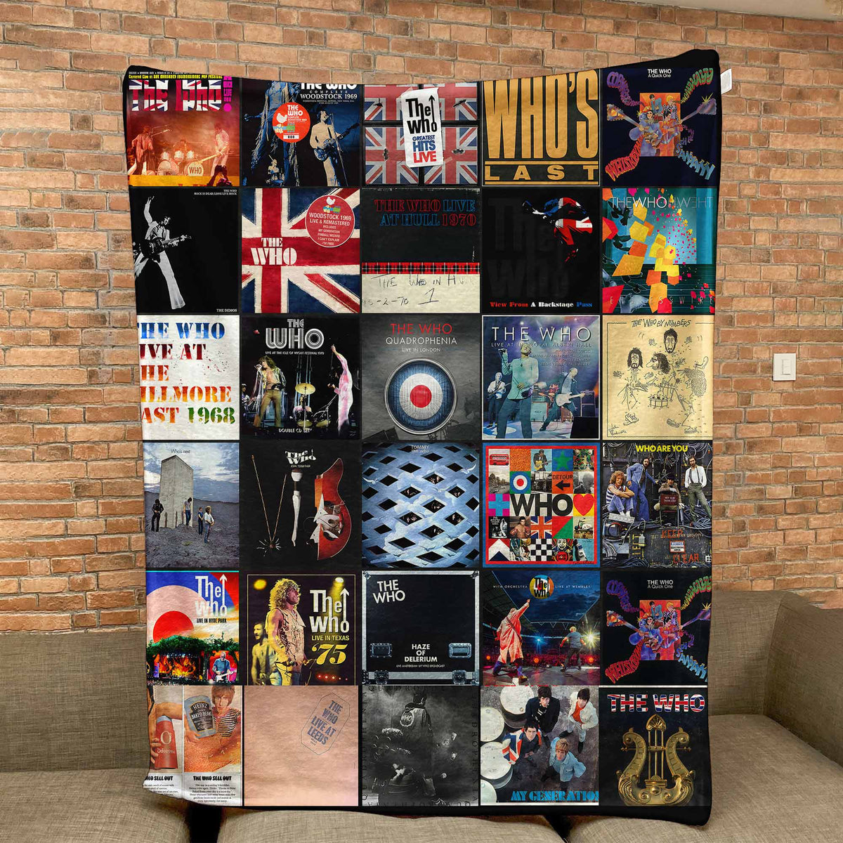 The Who Album Covers Collage Sherpa Blanket – 60s 70s British Rock Legend Throw Blanket