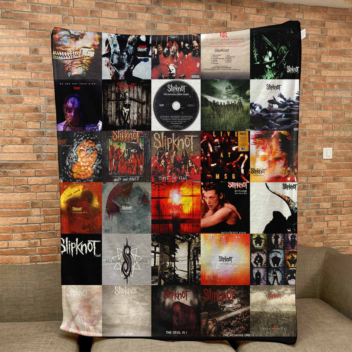 Slipknot Album Covers Collage Sherpa Blanket – Iconic Throw Sherpa for Metal Fans