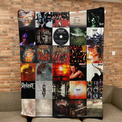 Slipknot Album Covers Collage Sherpa Blanket – Iconic Throw Sherpa for Metal Fans