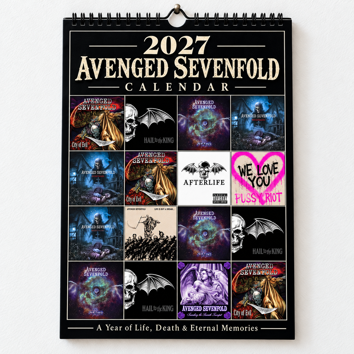 2027 Avenged Sevenfold Album Cover Wall Calendar – A7X Heavy Metal Music Calendar, Rock Band Decor, Nostalgic Gift for Fans