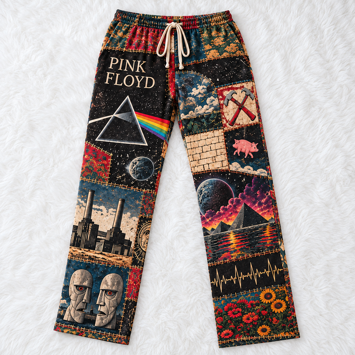 Pink Floyd Rock Band Pajama Pants - Christmas Holiday Lounge Pants, Progressive Rock Fan Sleepwear & Gift for Men