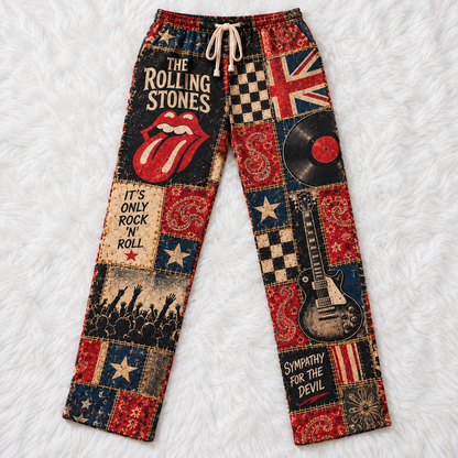 The Rolling Stones Rock Band Pajama Pants - Christmas Holiday Lounge Pants, Classic Rock Fan Sleepwear & Gift for Men