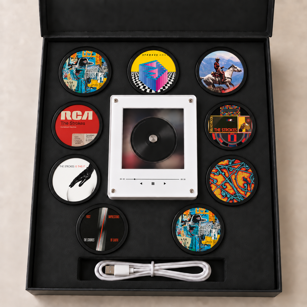 The Strokes MagTune Magnetic Music Player Set - Mini Vinyl Album Discs Frame Display - Indie Rock Band Fan Unique Gift Idea