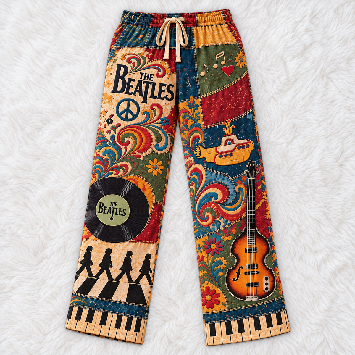 The Beatles Pajama Pants - Psychedelic Rock Lounge Pants, Classic Rock Fan Sleepwear & Gift for Men