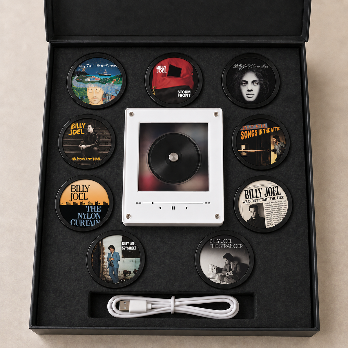 Billy Joel MagTune, Magnetic Music Player Set, Mini Vinyl Album Magnets, Billy Joel Fan Gift, Piano Man Music Collectible