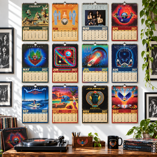 2027 Journey Album Covers Calendar – Classic Rock Wall Calendar, Vintage Journey Music Collage