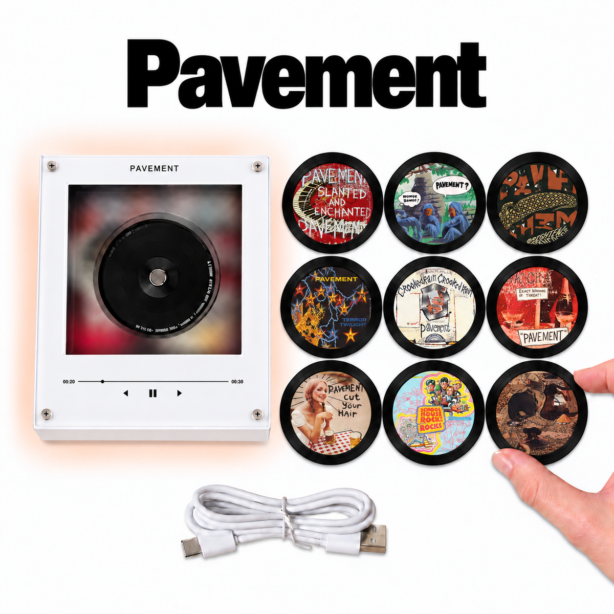 Pavement Album Cover MagTune Light Box - Glowing Mini CD Display Night Lamp, Desktop LED Art Frame for Music Collectors