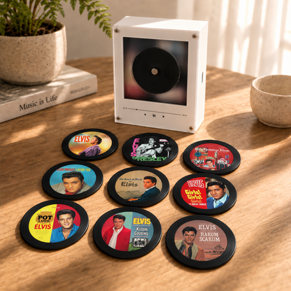 Elvis Presley MagTune Mini Vinyl Player Set – Rock 'n' Roll Gift, Elvis Presley MagTune Magnetic Music Player, Classic Music Collectible