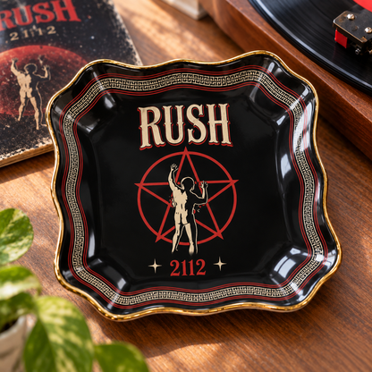 Rush 2112 Mexican Folk Pattern Jewelry Dish - Ceramic Ring Holder Trinket Tray, Starman Rock Art Display, Fan Vanity Gift