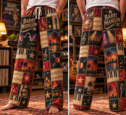 Barry Manilow Pajama Pants - Patchwork Music Art Sleepwear | Comfortable Fan Lounge Pants