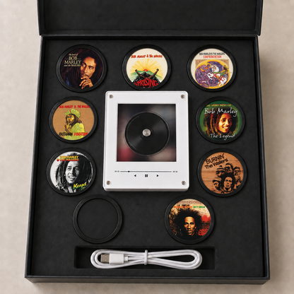 Bob Marley MagTune, Magnetic Music Player Set, Mini Vinyl Album Magnets, Bob Marley & The Wailers Gift, Reggae Music Collectible