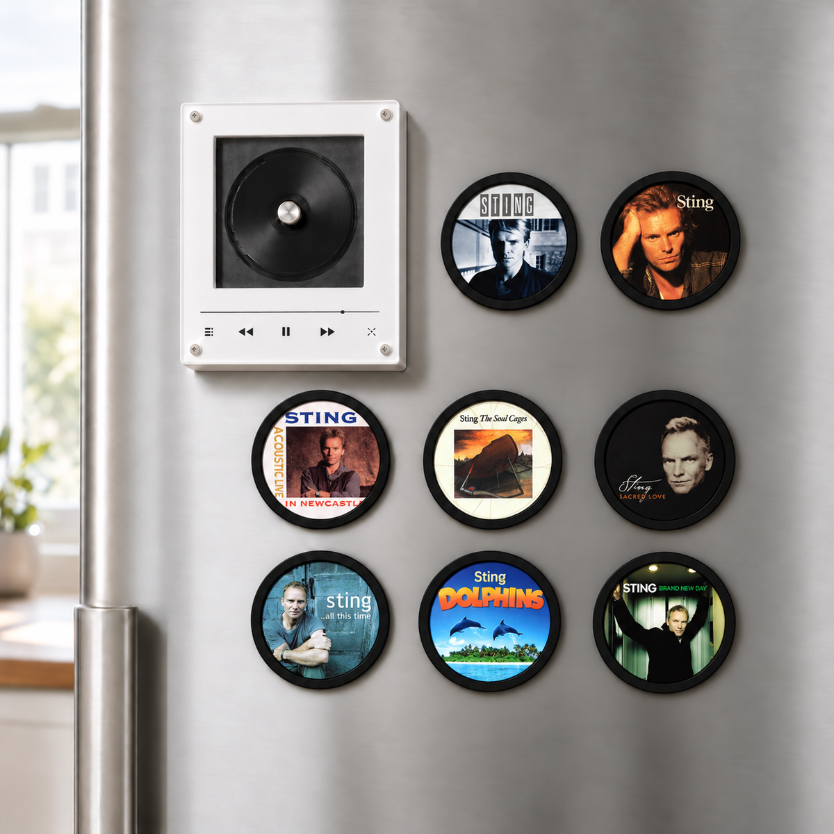 Sting MagTune Mini CD Player Light - Premium Pop Rock Merchandise, Brand New Day Album Art LED Night Light Tabletop Fan Gift