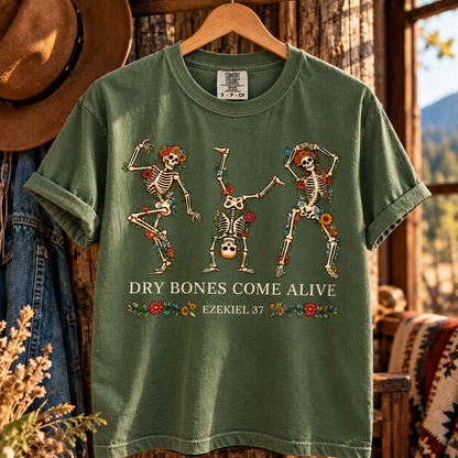 Dry Bones Come Alive Ezekiel 37 T-Shirt, Christian Skeleton Shirt, Bible Verse Faith Tee, Floral Skeleton Christian Gift, Vintage Gospel Shirt