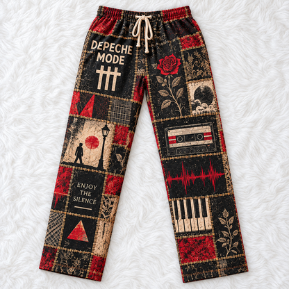Depeche Mode Rock Band Pajama Pants - Christmas Holiday Lounge Pants, Synth Pop Fan Sleepwear & Gift for Men