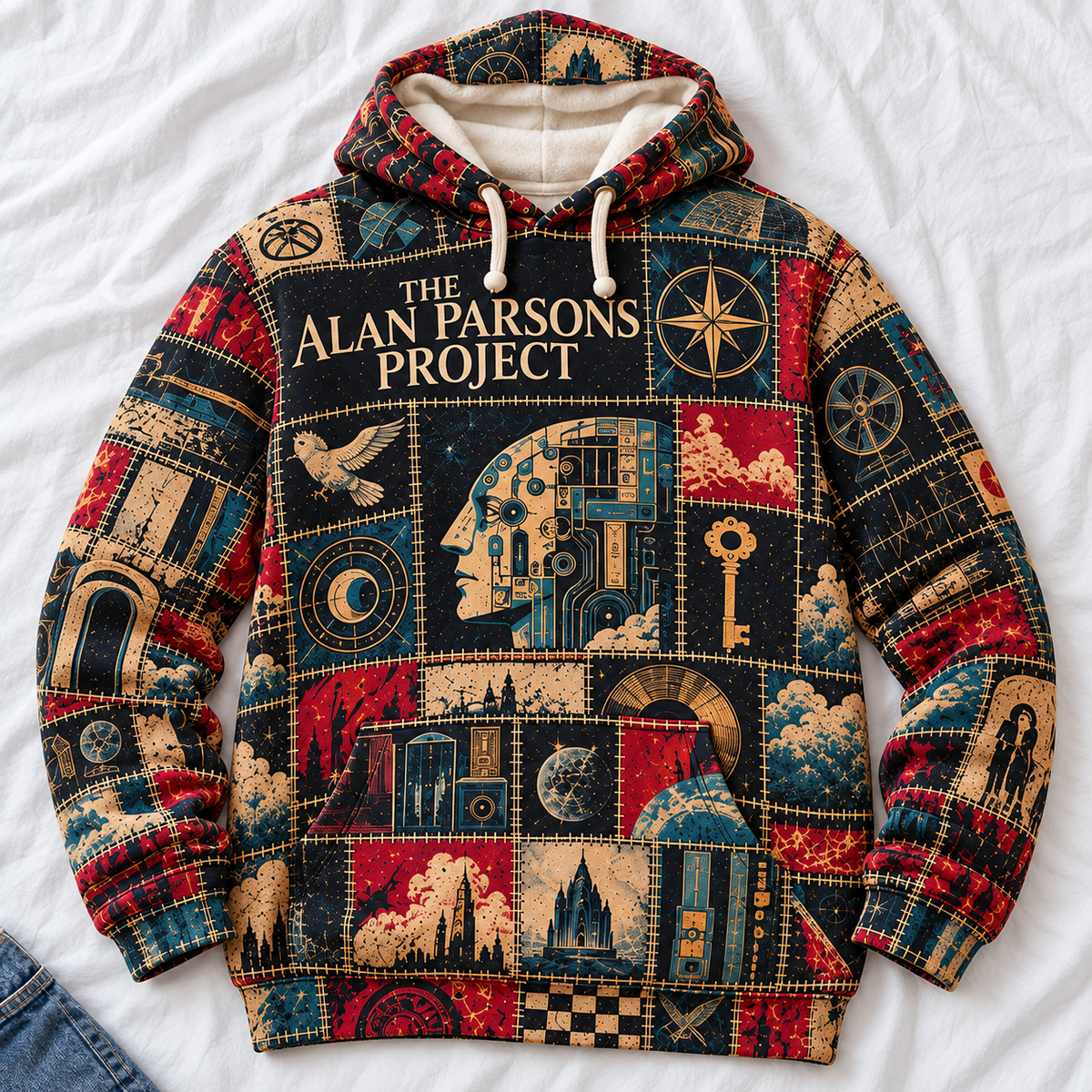 The Alan Parsons Project Patchwork Hoodie – Vintage Progressive Rock Band Graphic Pullover, Retro Music Lover Gift