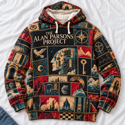 The Alan Parsons Project Patchwork Hoodie – Vintage Progressive Rock Band Graphic Pullover, Retro Music Lover Gift