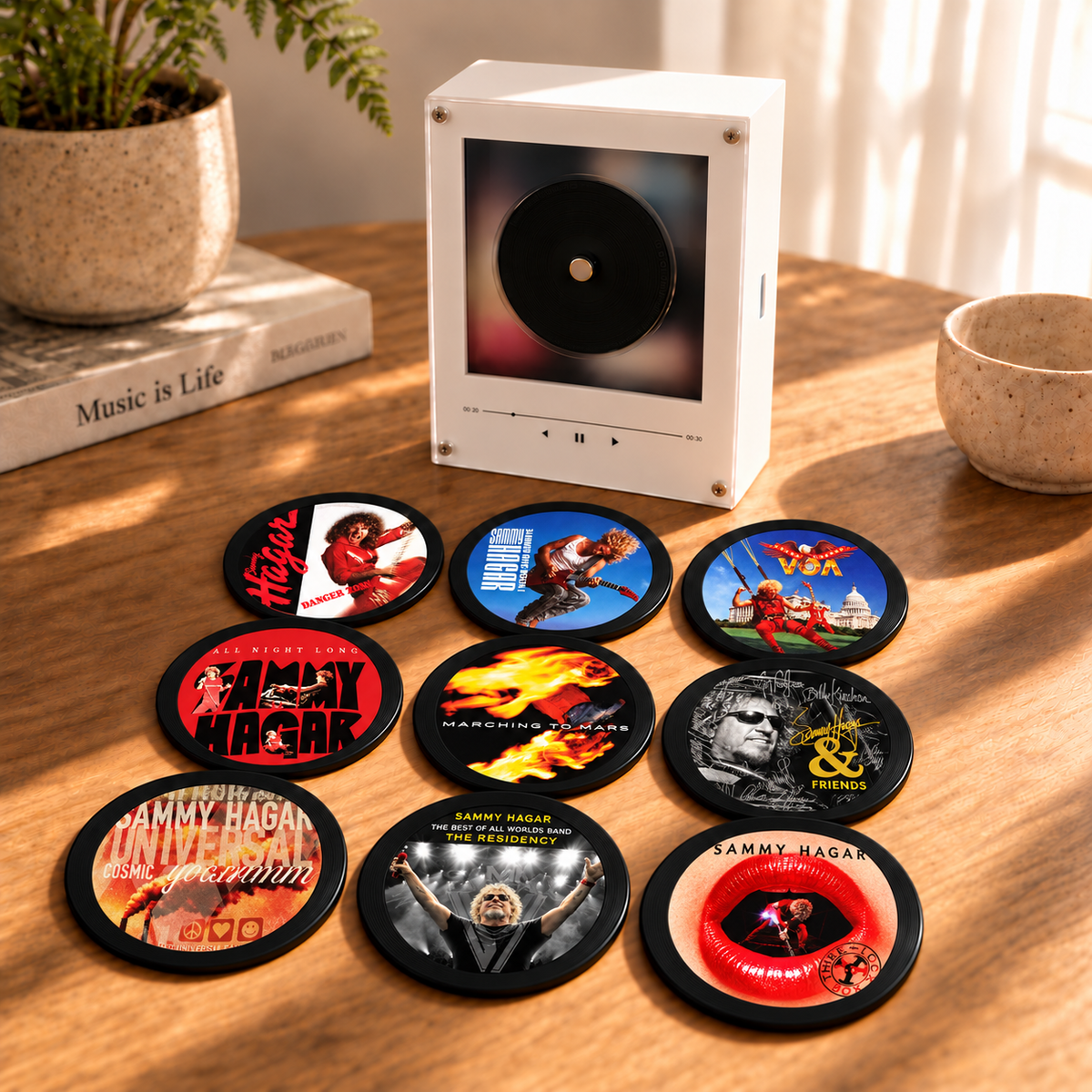 Sammy Hagar MagTune Magnetic Music Player Set - Mini Vinyl Album Discs Frame Display - Classic Hard Rock Fan Unique Gift Idea