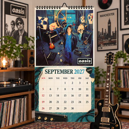 Oasis 2027 Wall Calendar - Album Cover Collage & Britpop Discography Art | Premium Rock Fan Gift & Hanging Decor