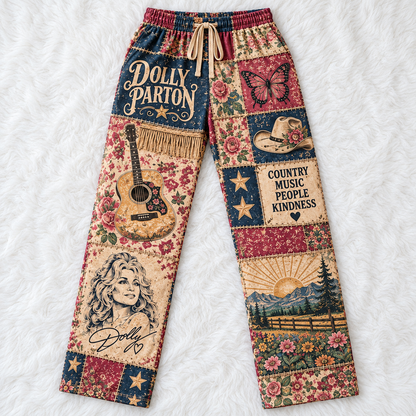 Dolly Parton Country Music Pajama Pants - Christmas Holiday Lounge Pants, Country Fan Sleepwear & Gift for Men